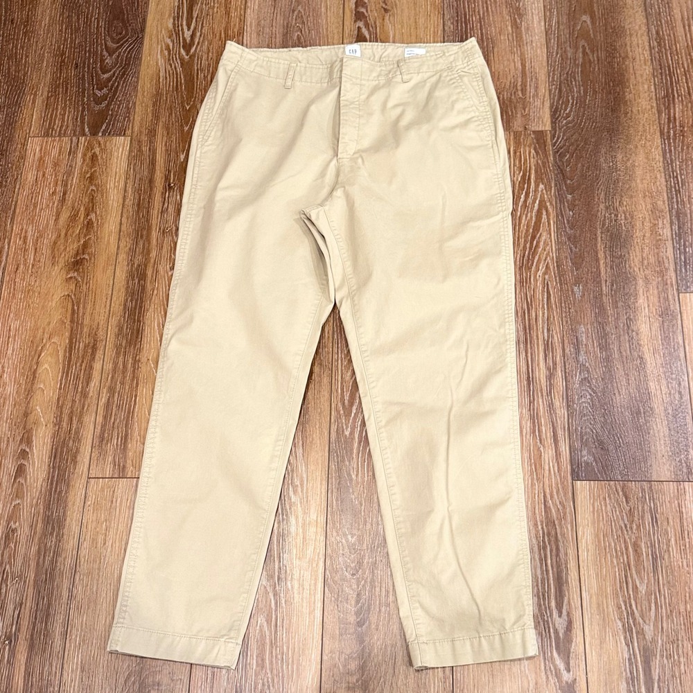 Gap Downtown Khaki Pants Womens 16 Tall Tan Beige Straight Leg Chino Stretch